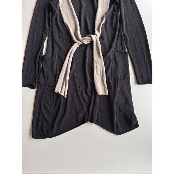 ANNETTE GORTZ Black Viscose Knit Long Wrap Tie Front Cardigan Sweater, Size M - Picture 11 of 16